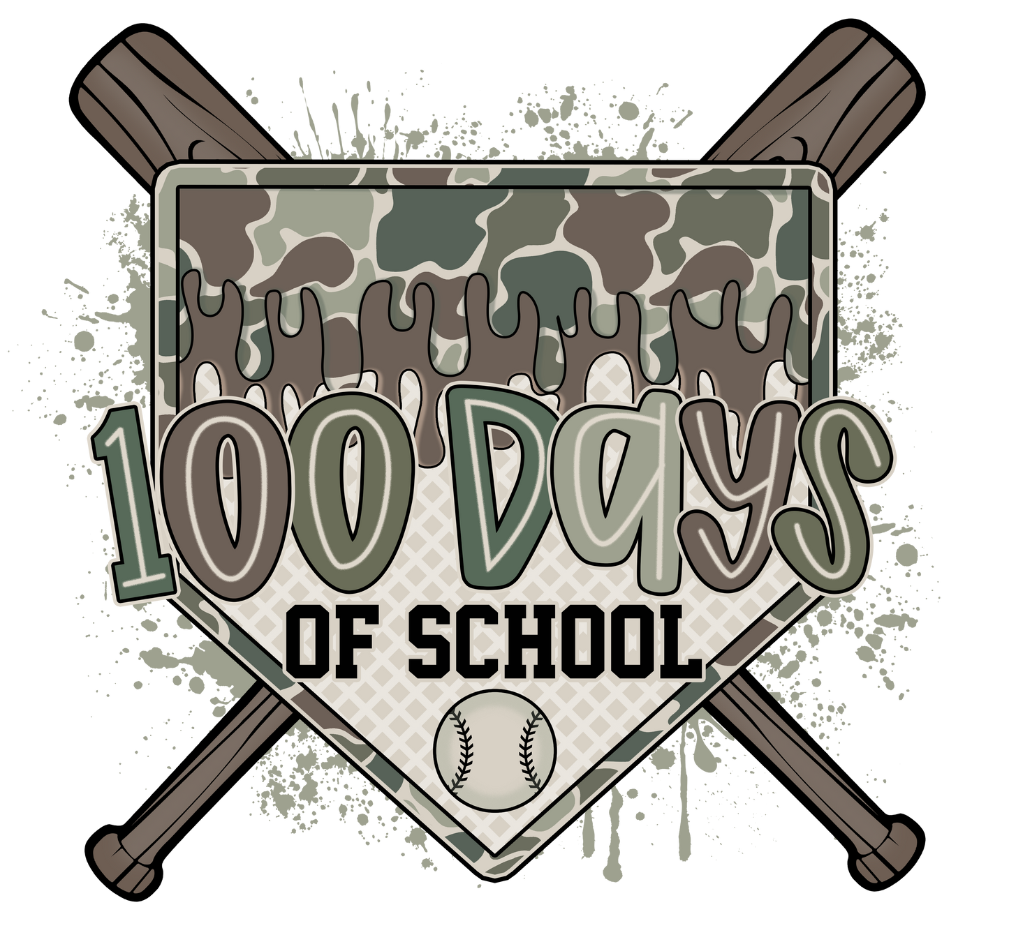 Camo, Baseball 100 days DTF Transfer