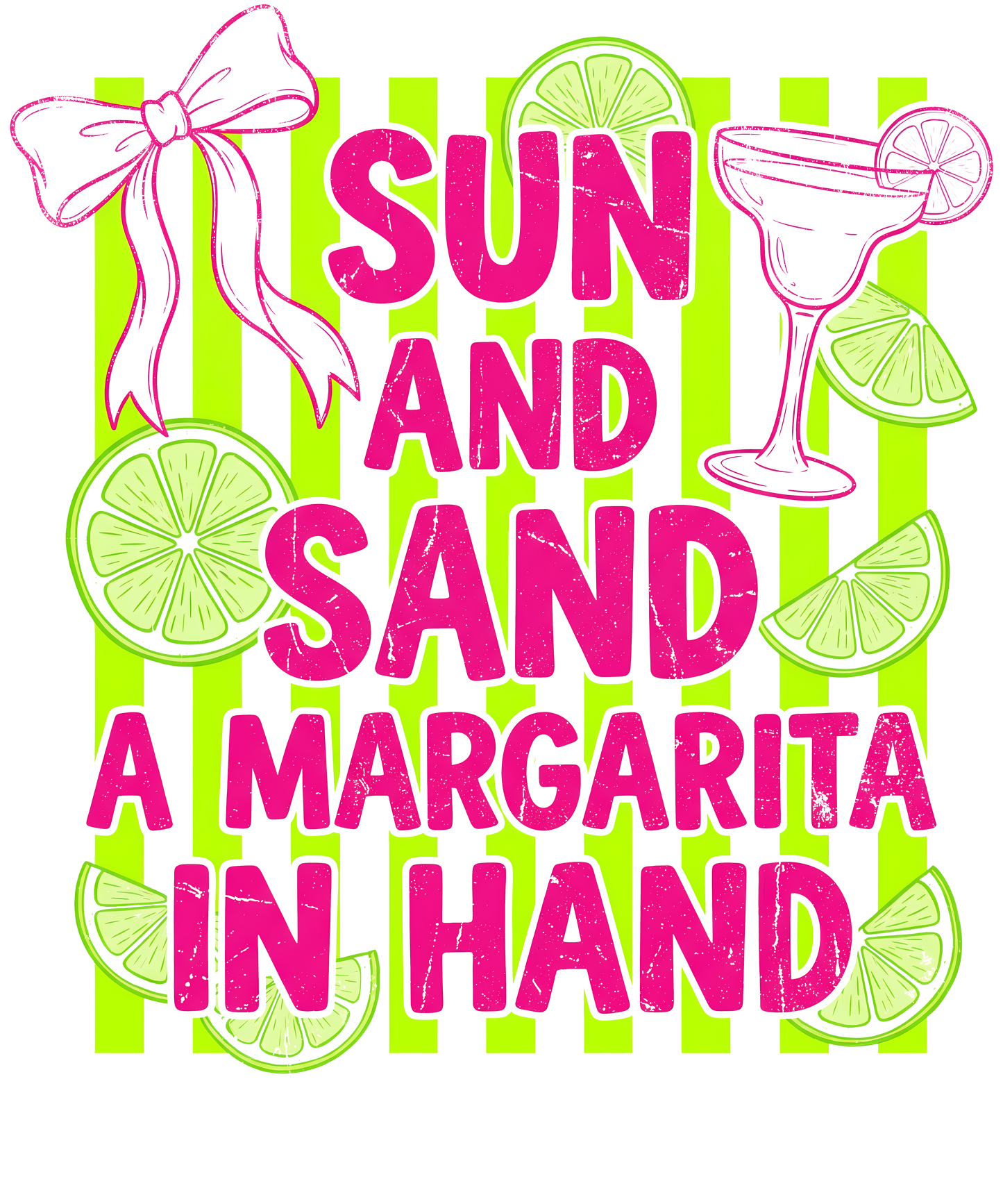 Sun & Sand a margarita in hand DTF Transfer