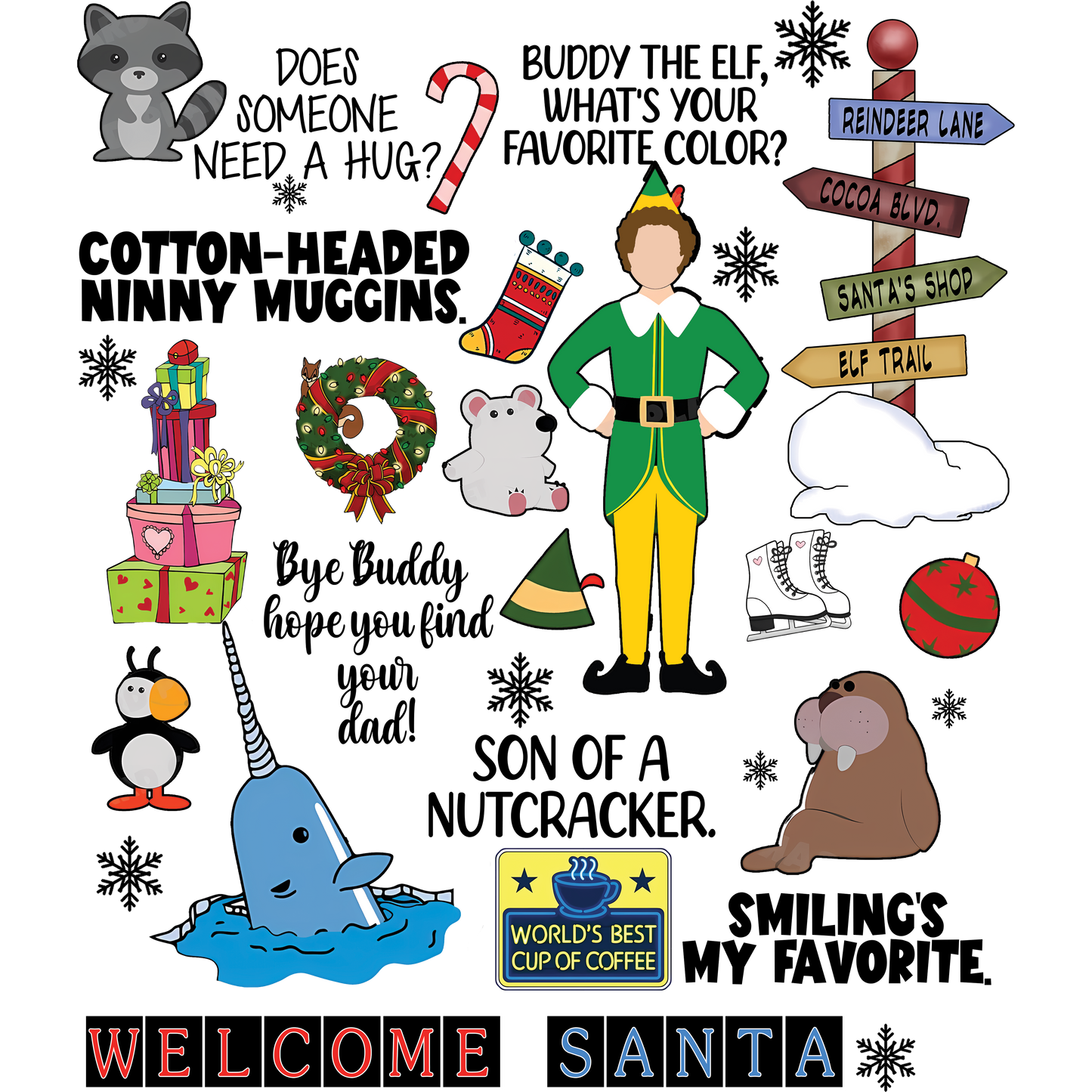 Elf Theme DTF Transfer