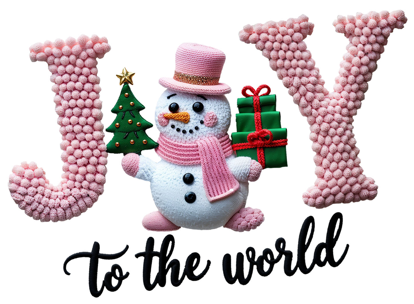 Crocheted Pink joy to the world DTF Transfer