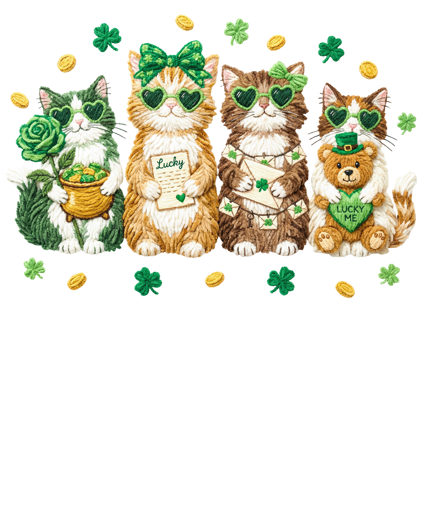 Yarn Cat Patty's theme DTF Transfer