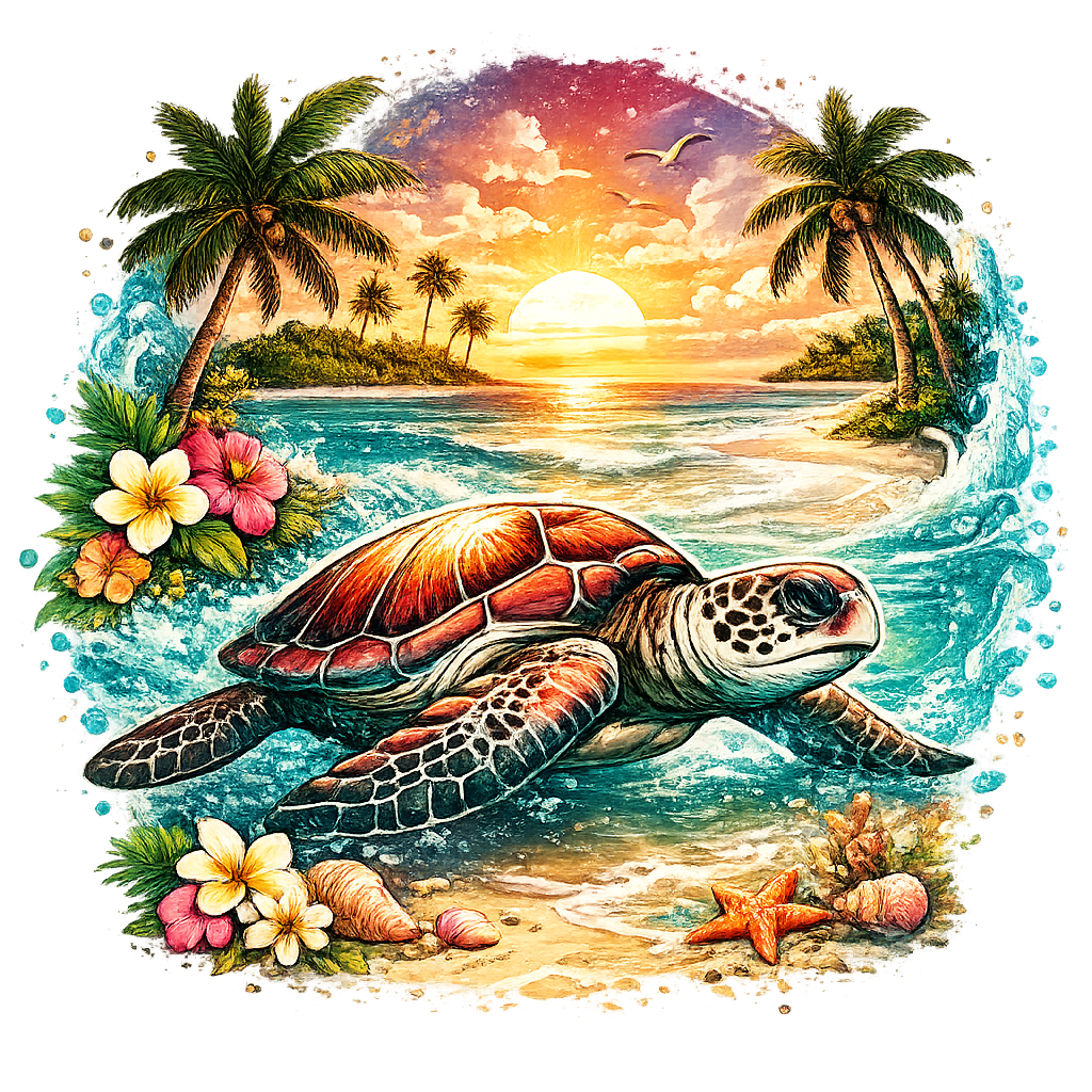 Beach Turtle DTF Transfer
