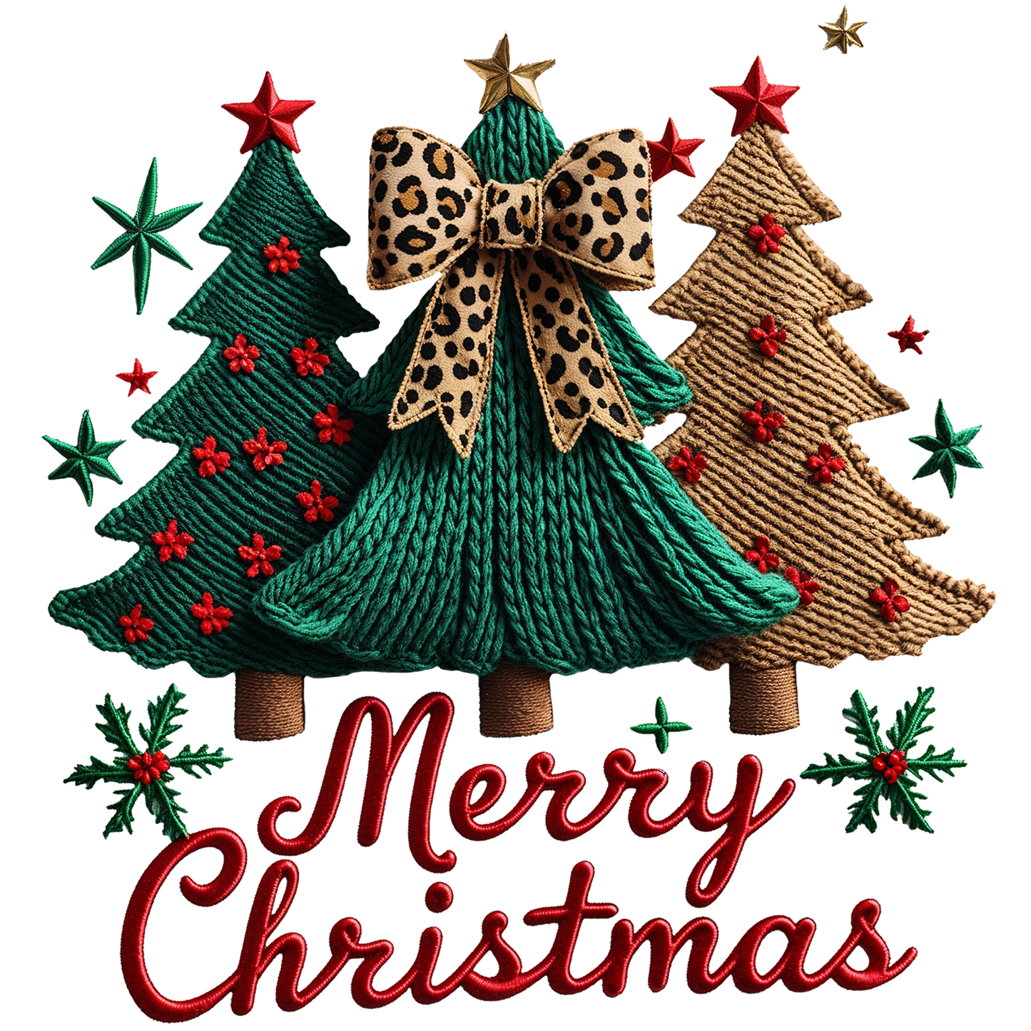 Crocheted Merry Christmas DTF Transfer