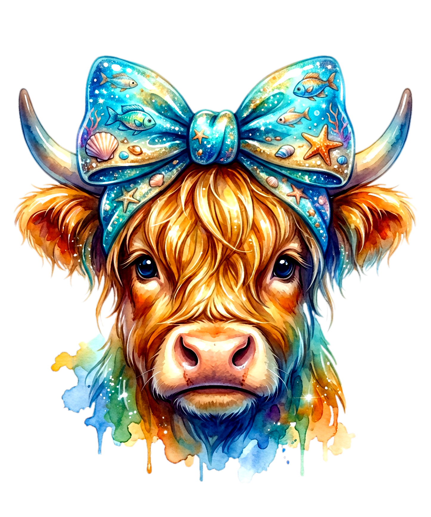 Beach Highland Cow DTF Transfer