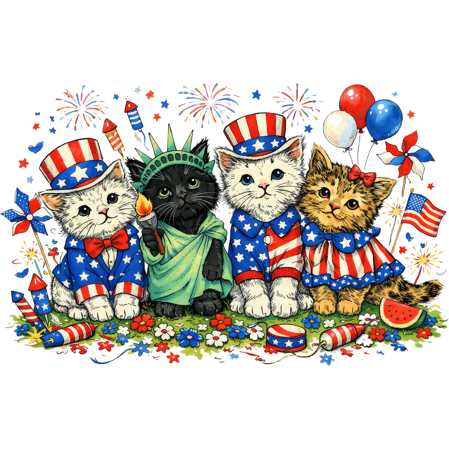 Merica kitties DTF Transfer