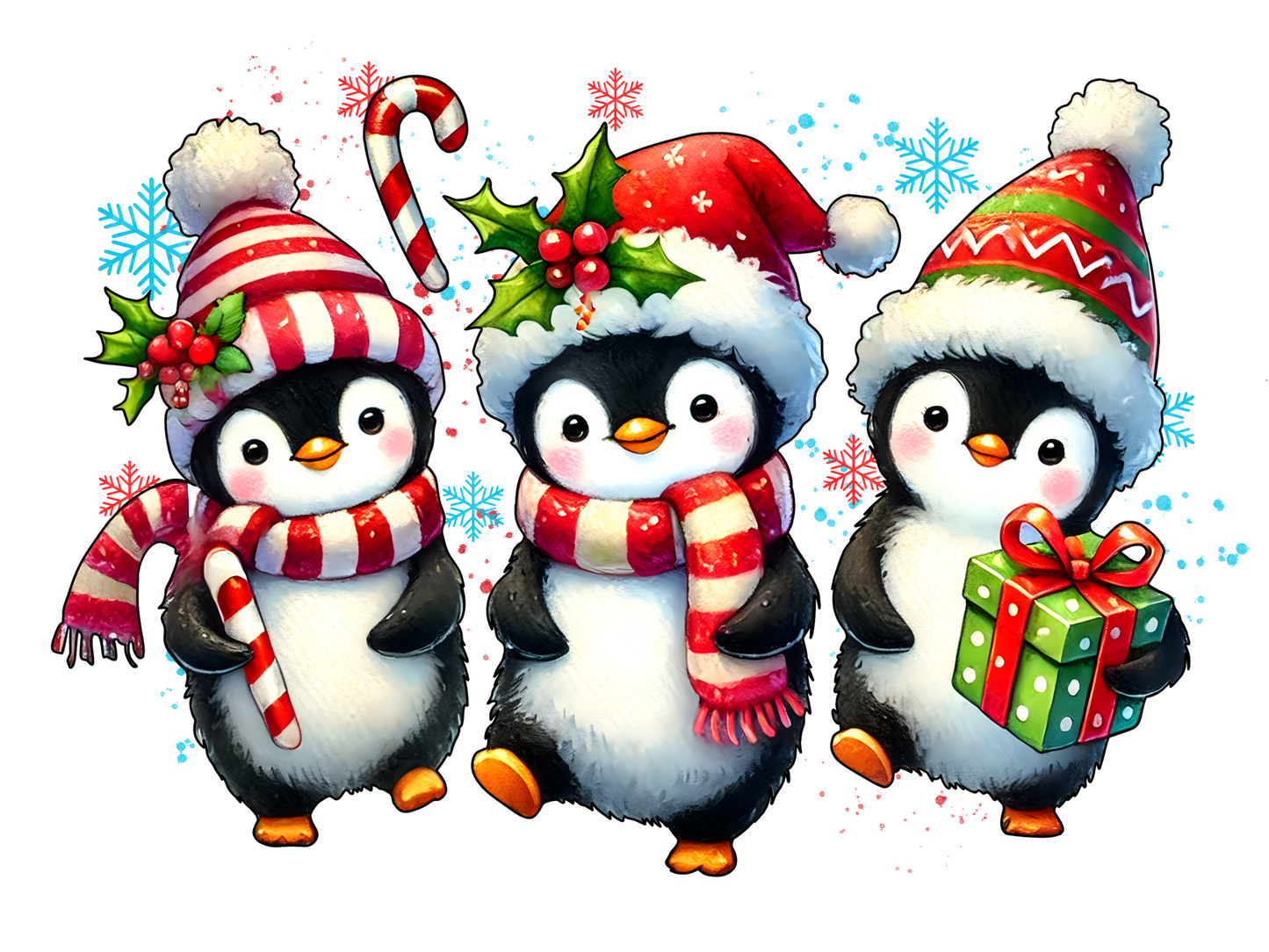 Christmas Penguins DTF Transfer
