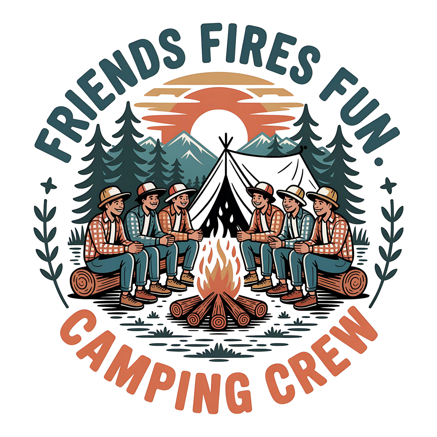 Friends Fires Fun Camping Crew DTF Transfer
