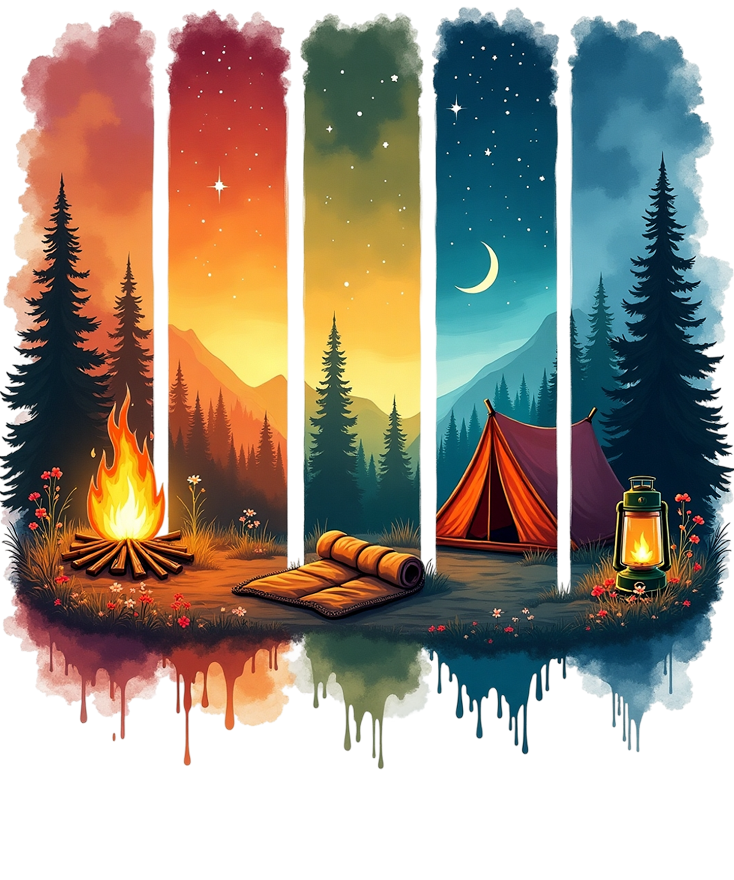 Camping Scene DTF Transfer