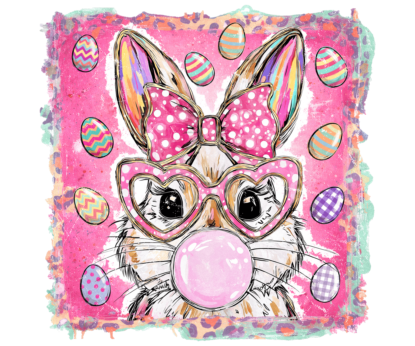 Easter Bubblegum Bunny DTF Transfer