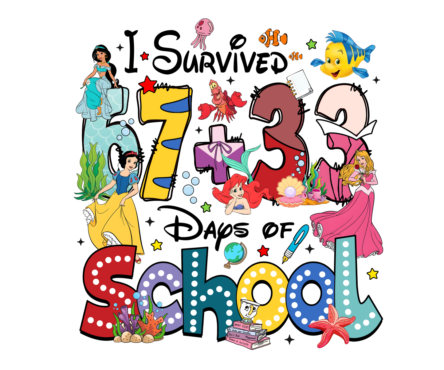 Disney 100 days of school DTF Transfer