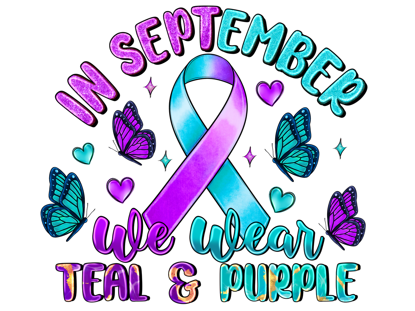 Teal & Purple DTF Transfer