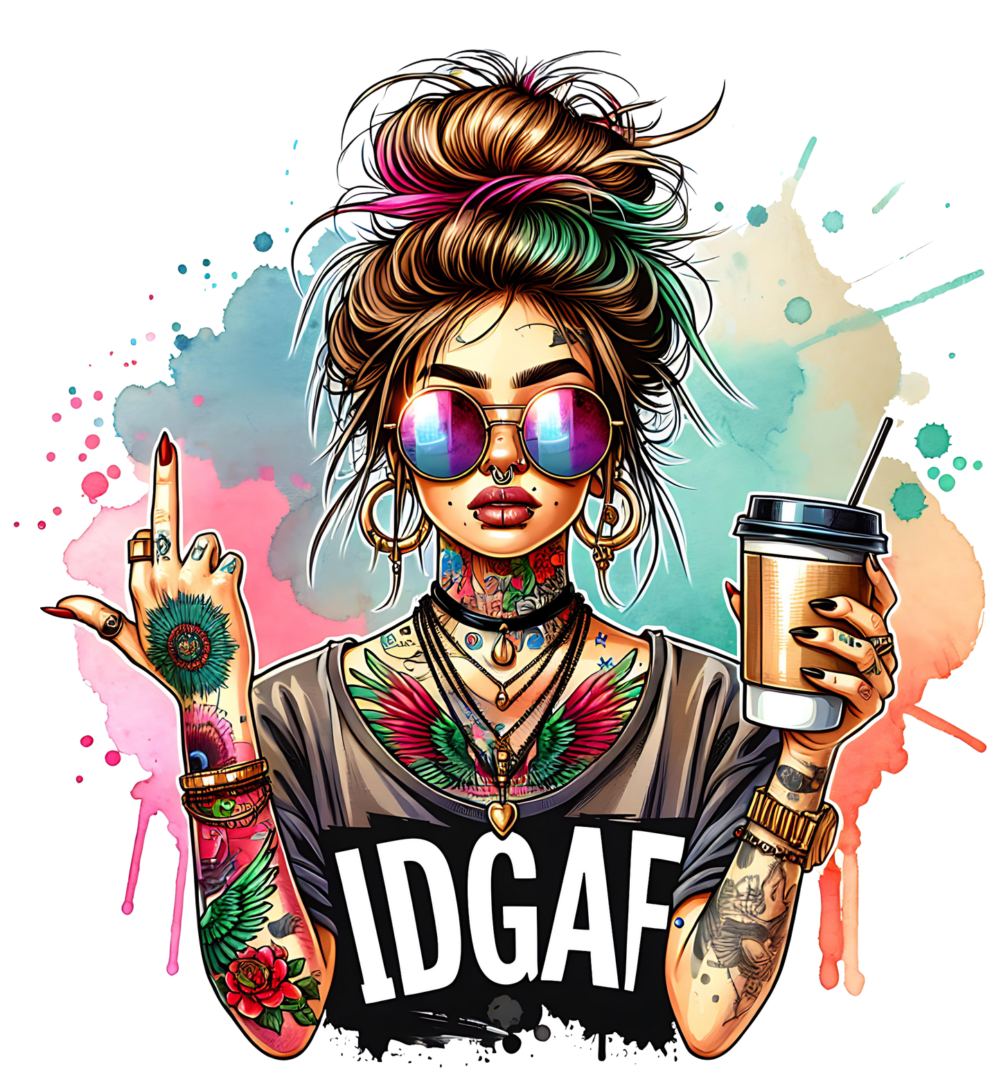 Messy Bun IDGAF DTF Transfer