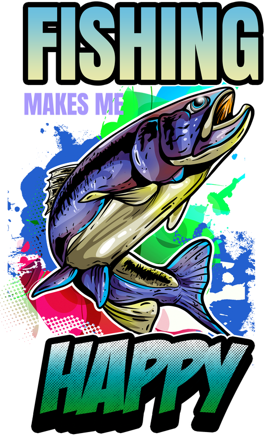 Fishing makes me happy DTF Transfer