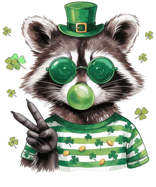 Raccoon St. Patrick's theme DTF Transfer