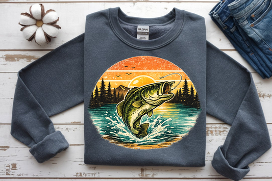 Retro lake fish DTF Transfer
