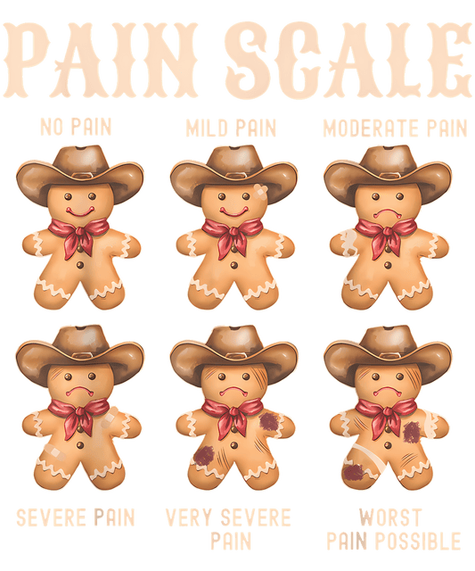 cowboy gingerbread Pain Scale DTF Transfer