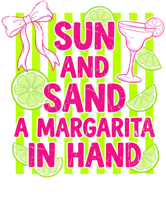 Sun & Sand a margarita in hand DTF Transfer