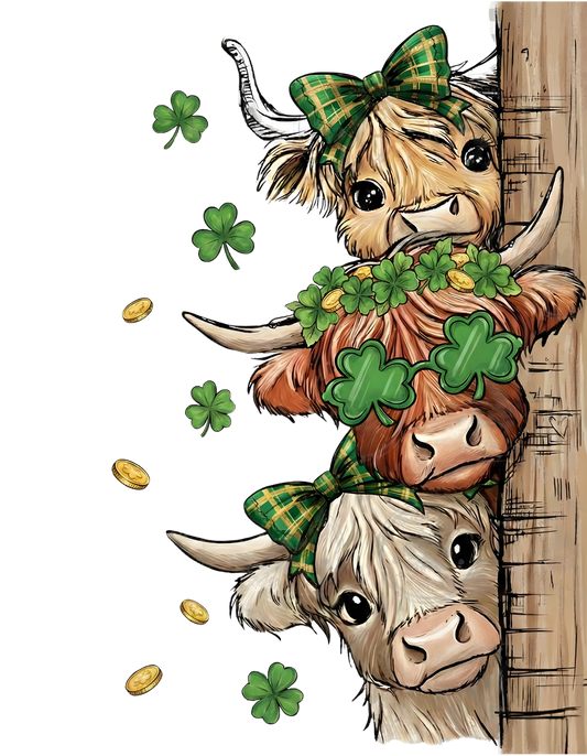 Highland Cow's Patty's Style DTF Transfer