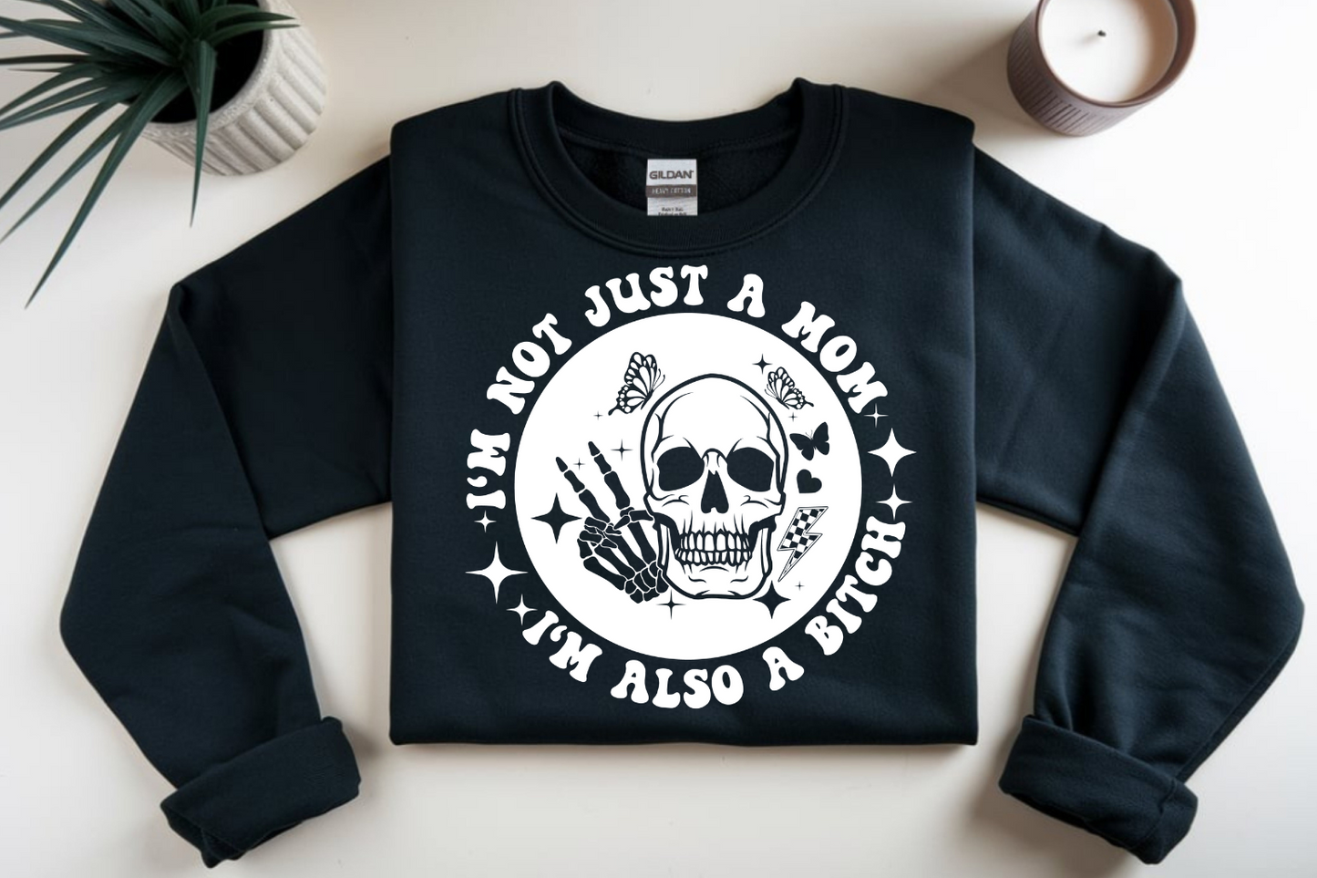 Skull Not just a mom... (white font) DTF Transfer