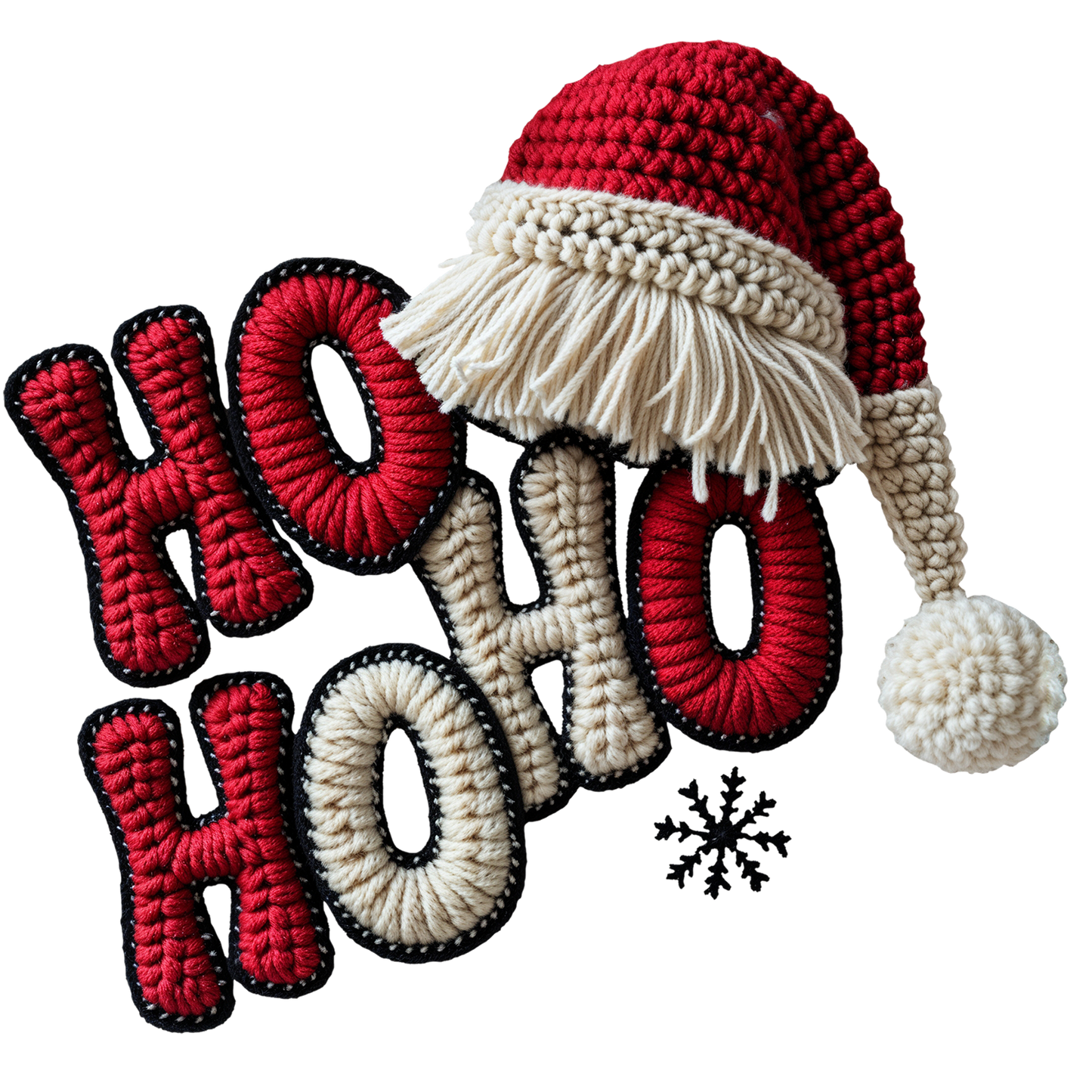 Crocheted Ho Ho Ho  DTF Transfer