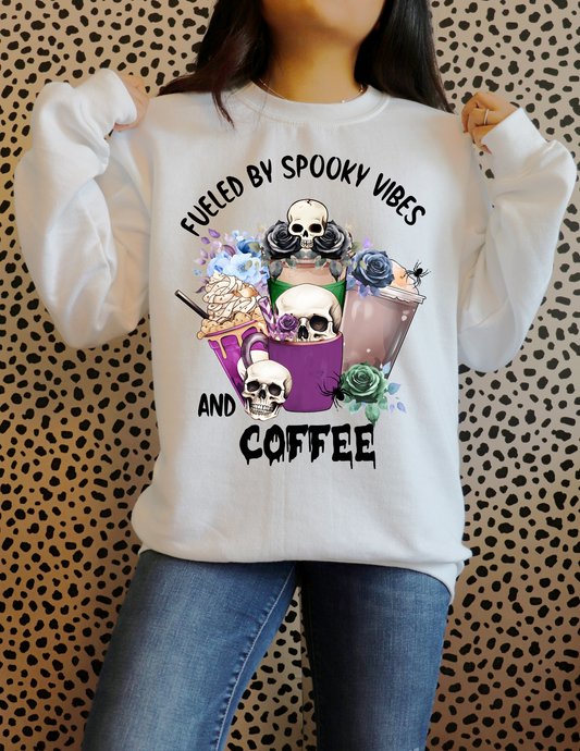 Fueled by spooky vibes & coffee DTF Transfer