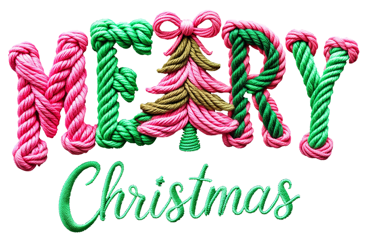 Crocheted Merry Christmas DTF Transfer