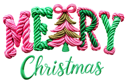 Crocheted Merry Christmas DTF Transfer