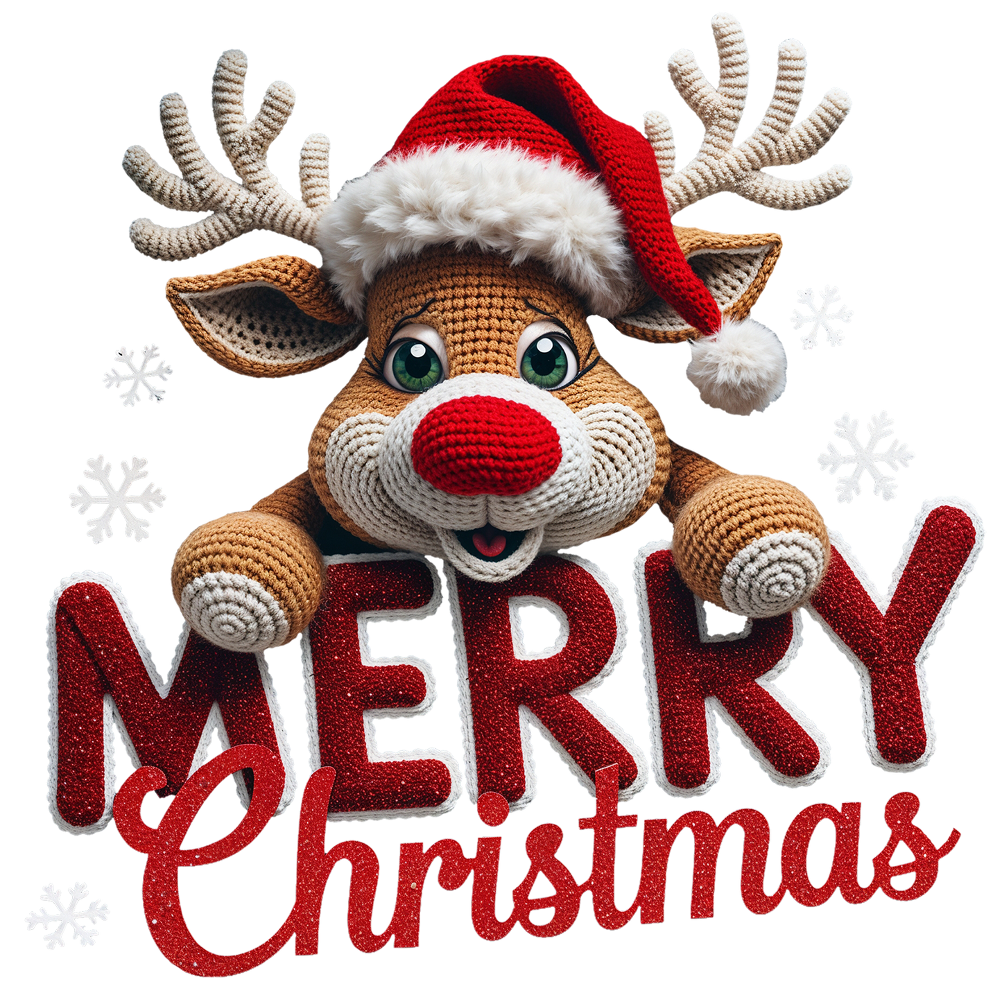 Crocheted Merry Christmas DTF Transfer