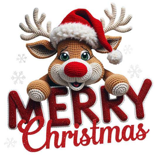 Crocheted Merry Christmas DTF Transfer