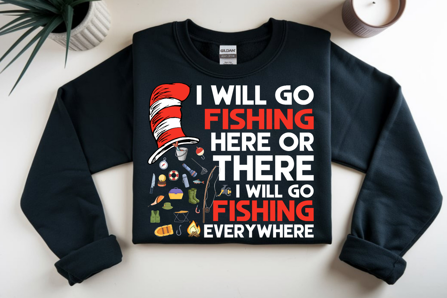 I will go fishing everywhere (white font) DTF Transfer