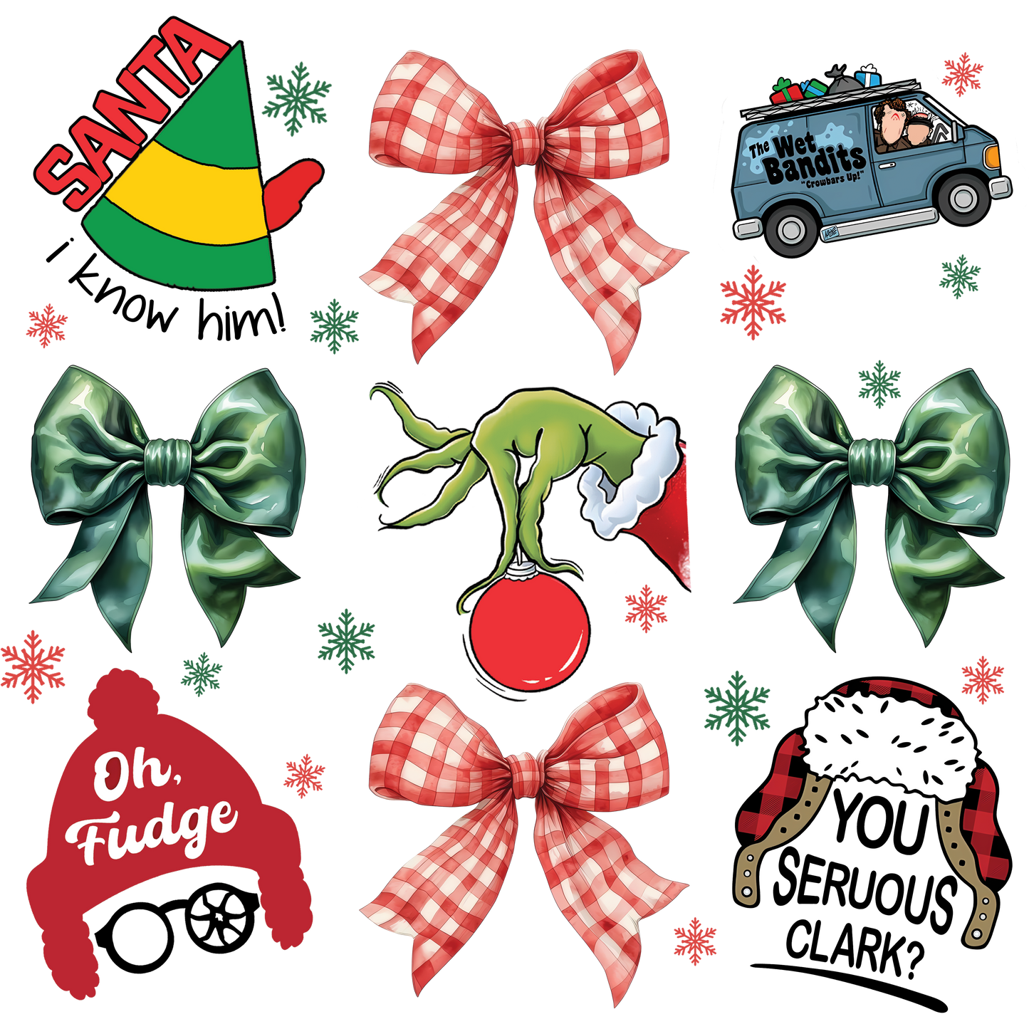 Bows and Christmas Movies  DTF Transfer