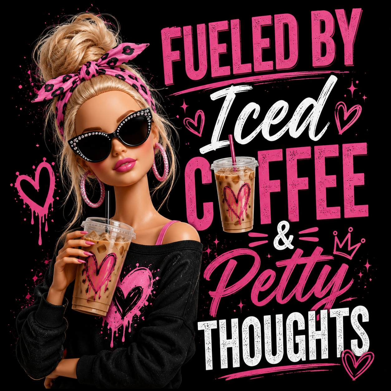 Fueled by Ice Coffee & Petty thoughts DTF Transfers