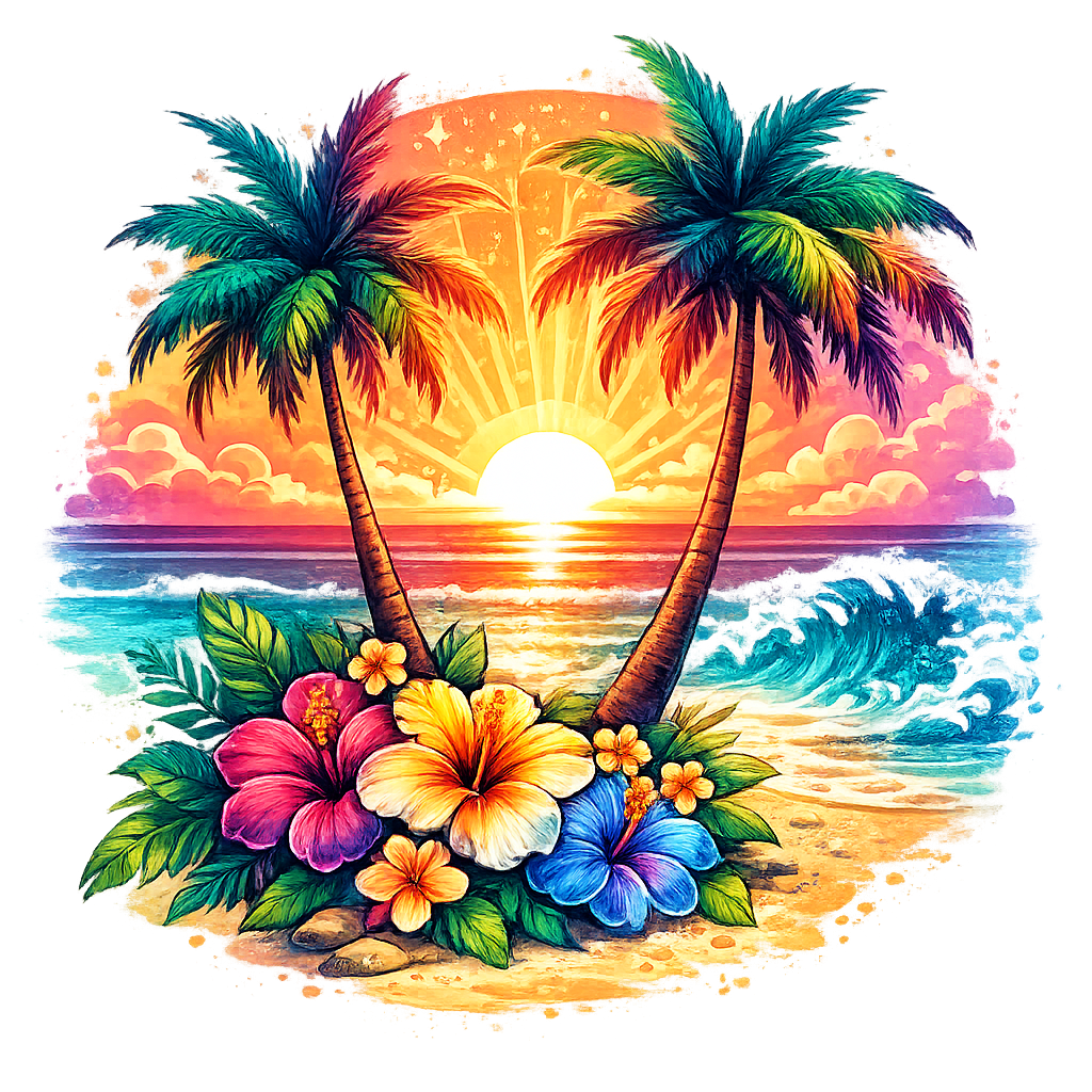 Beach sunset DTF Transfer