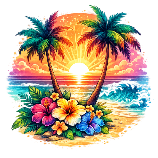 Beach sunset DTF Transfer