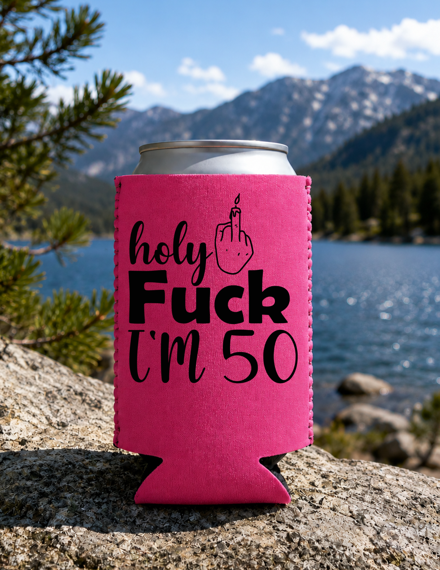 Holy F*** I'm 50 DTF koozies