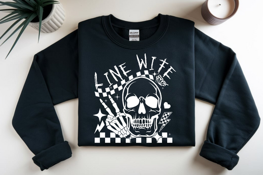 Skull Line Wife (white font) DTF Transfer