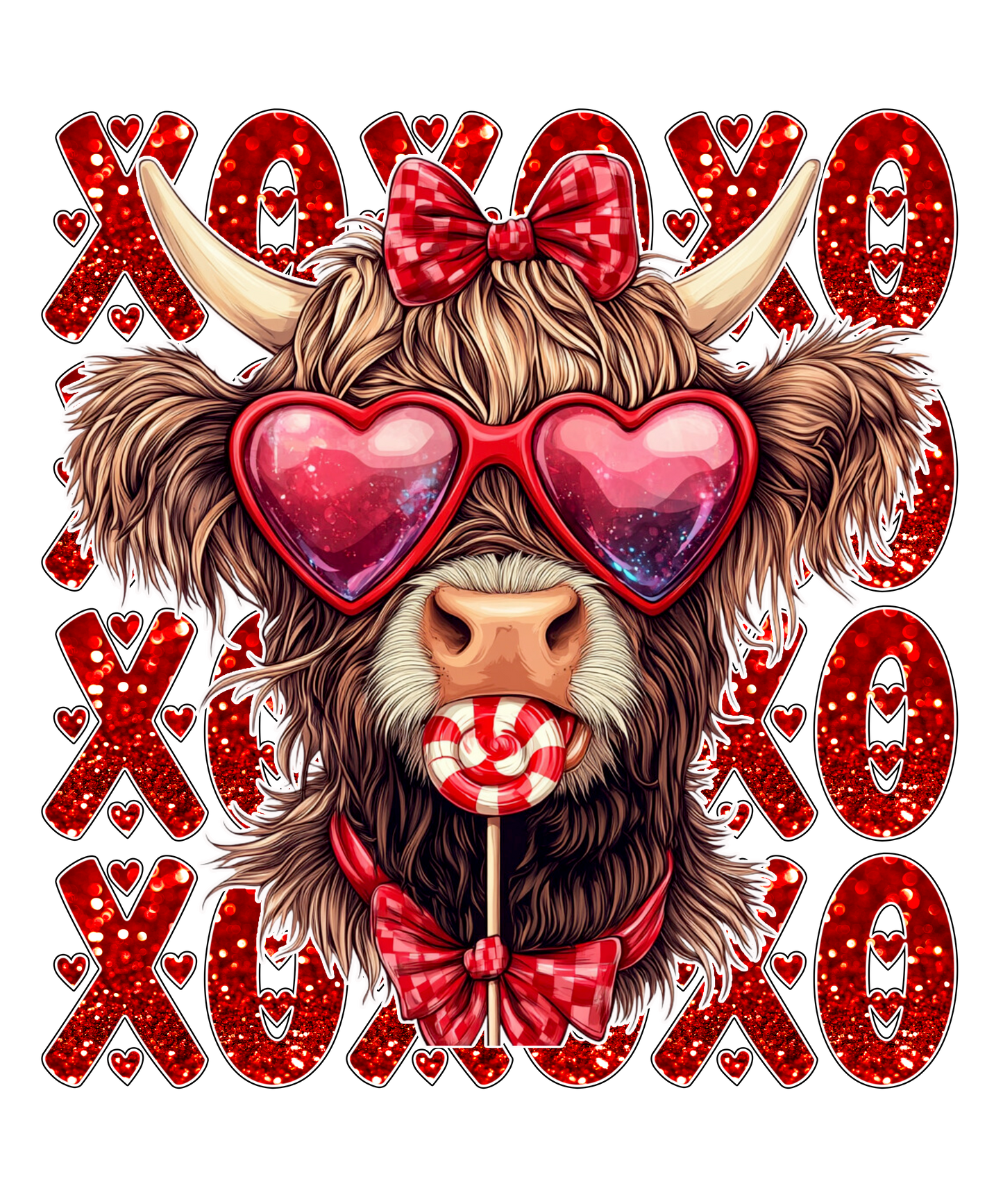 XOXO Highland Cow DTF Transfer