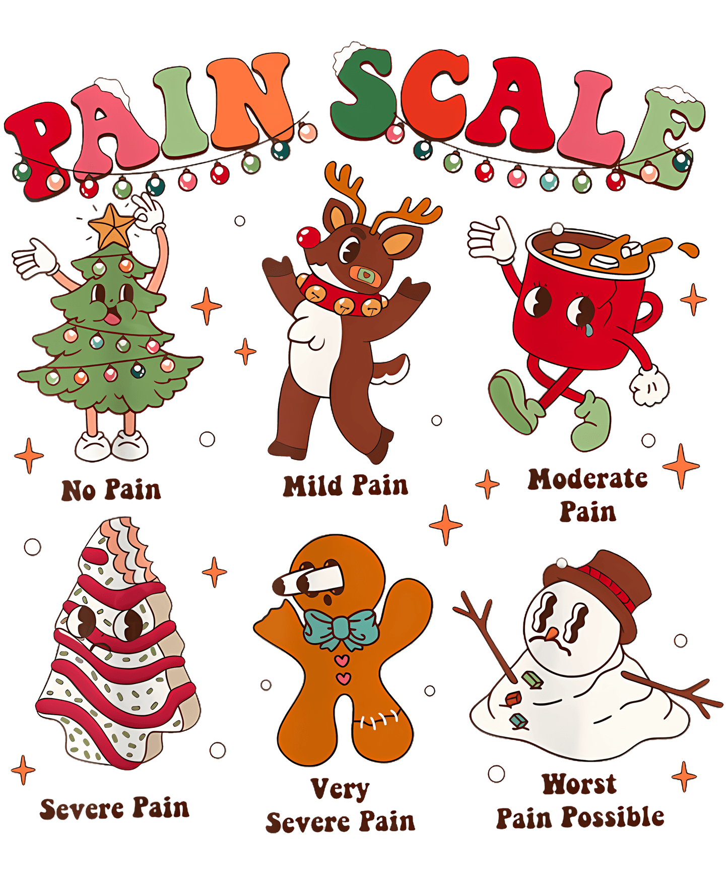 Festive Pain Scale  DTF Transfer