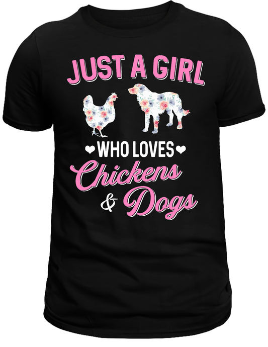 A girl who loves chickens & dogs DTF Transfer