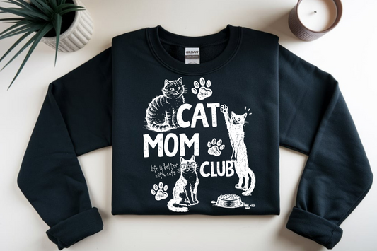 Cat Mom Club (white font) DTF Transfer
