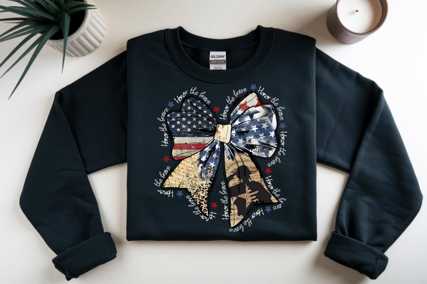 Honor the brave bow (white font) DTF Transfer