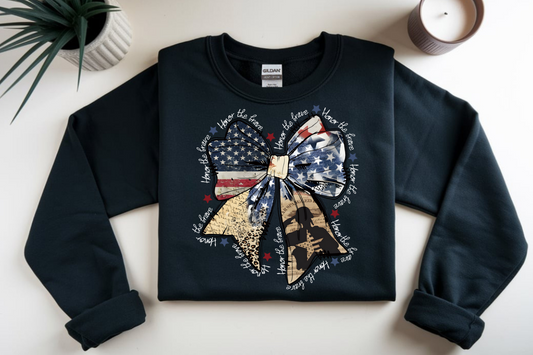 Honor the brave bow (white font) DTF Transfer