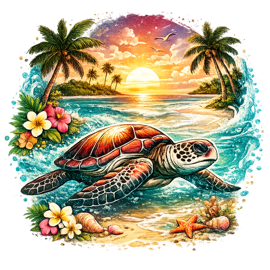 Beach Turtle DTF Transfer