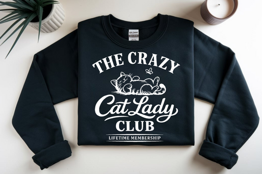 Crazy cat lady club (white font) DTF Transfer