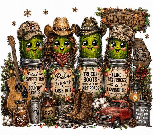 Georgia Theme Pickles DTF Transfers