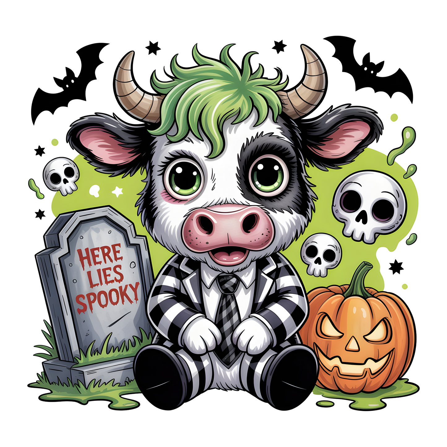 Beetle Juice Cow DTF Transfer