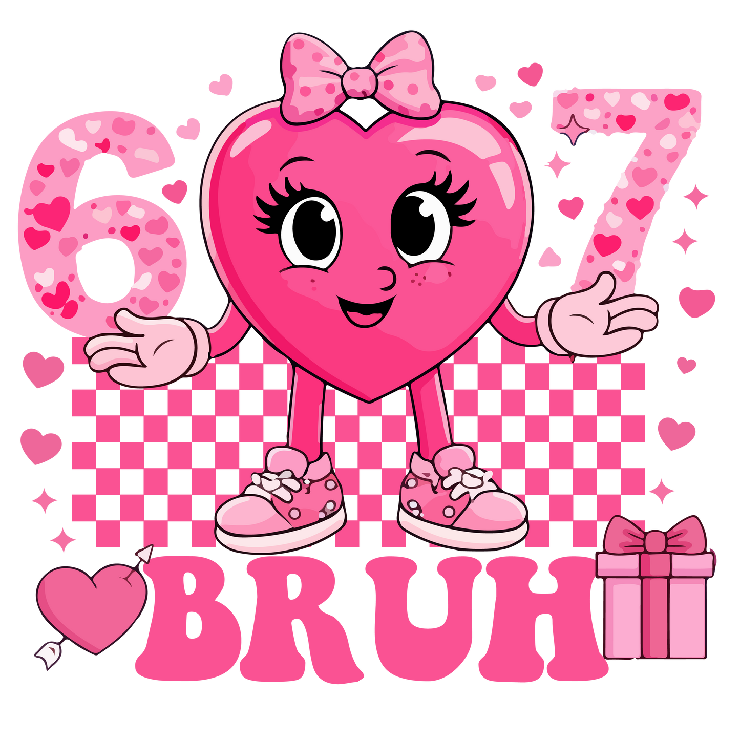 Pink Heart 67 BRUH DTF Transfer