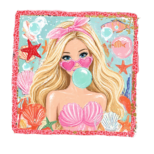 Bubble Gum Barbie DTF Transfer