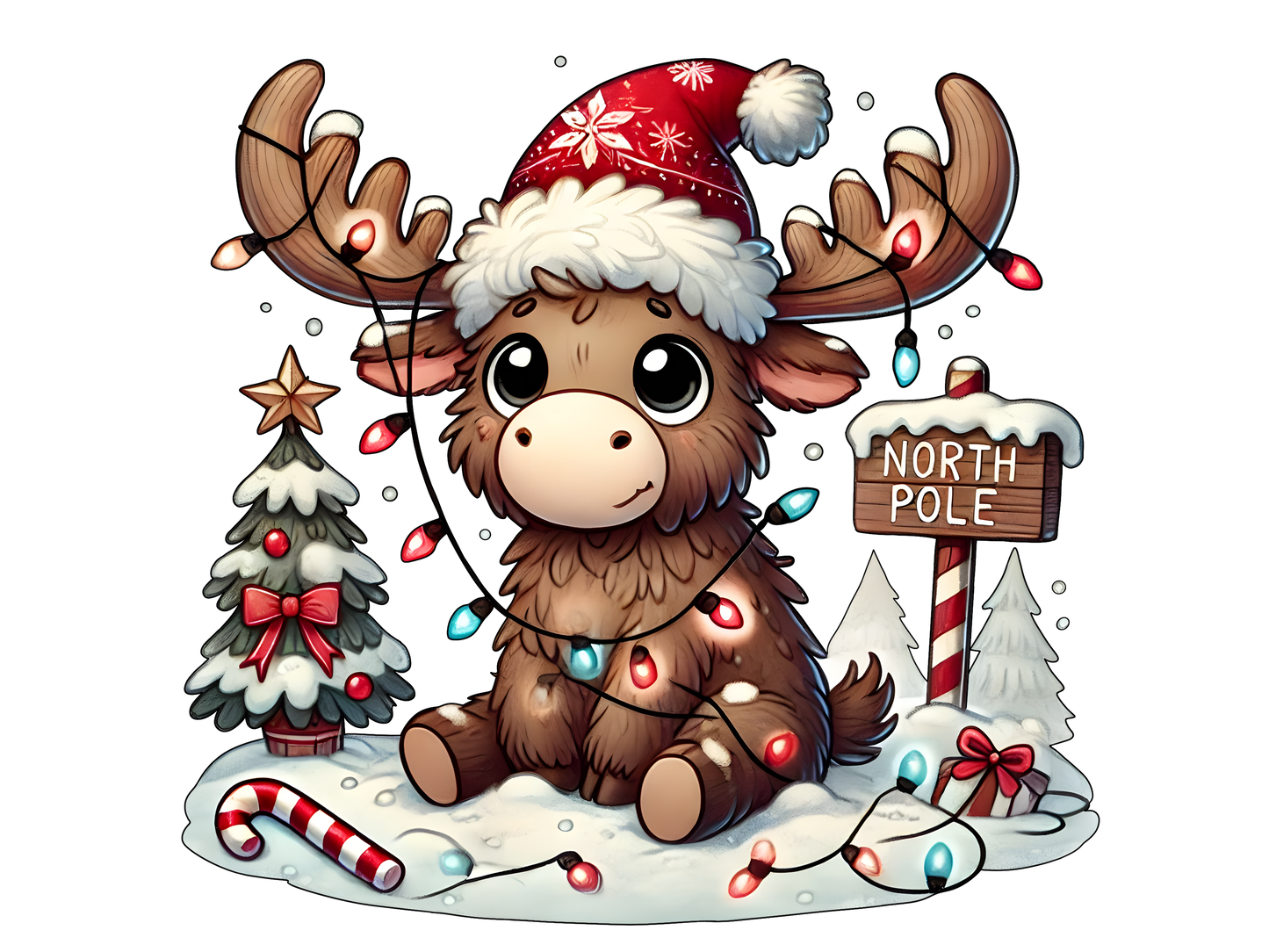 Christmas Moose DTF Transfer