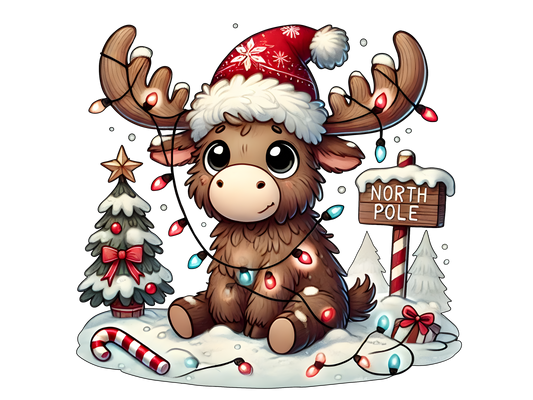 Christmas Moose DTF Transfer